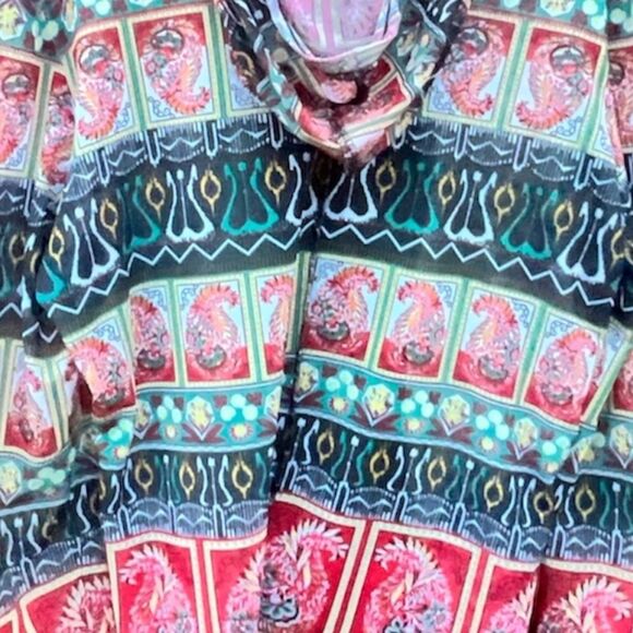 Pings Imports Pleats Collection Multicolor Sheer Y2K Zip Up Hooded Shirt Size S - Picture 6 of 11